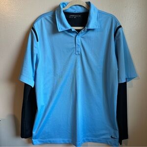NWOT Nike Golf Dri-Fit Long Sleeve Lined Polo Blue and Black Men's Size: Large